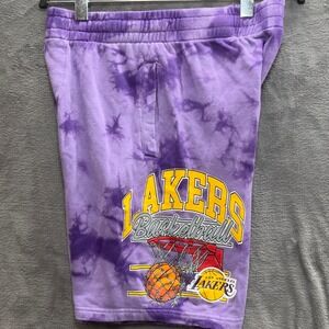 NBA Los Angeles Lakers Purple Tie Dye Fleece Basketball Shorts Mens Small